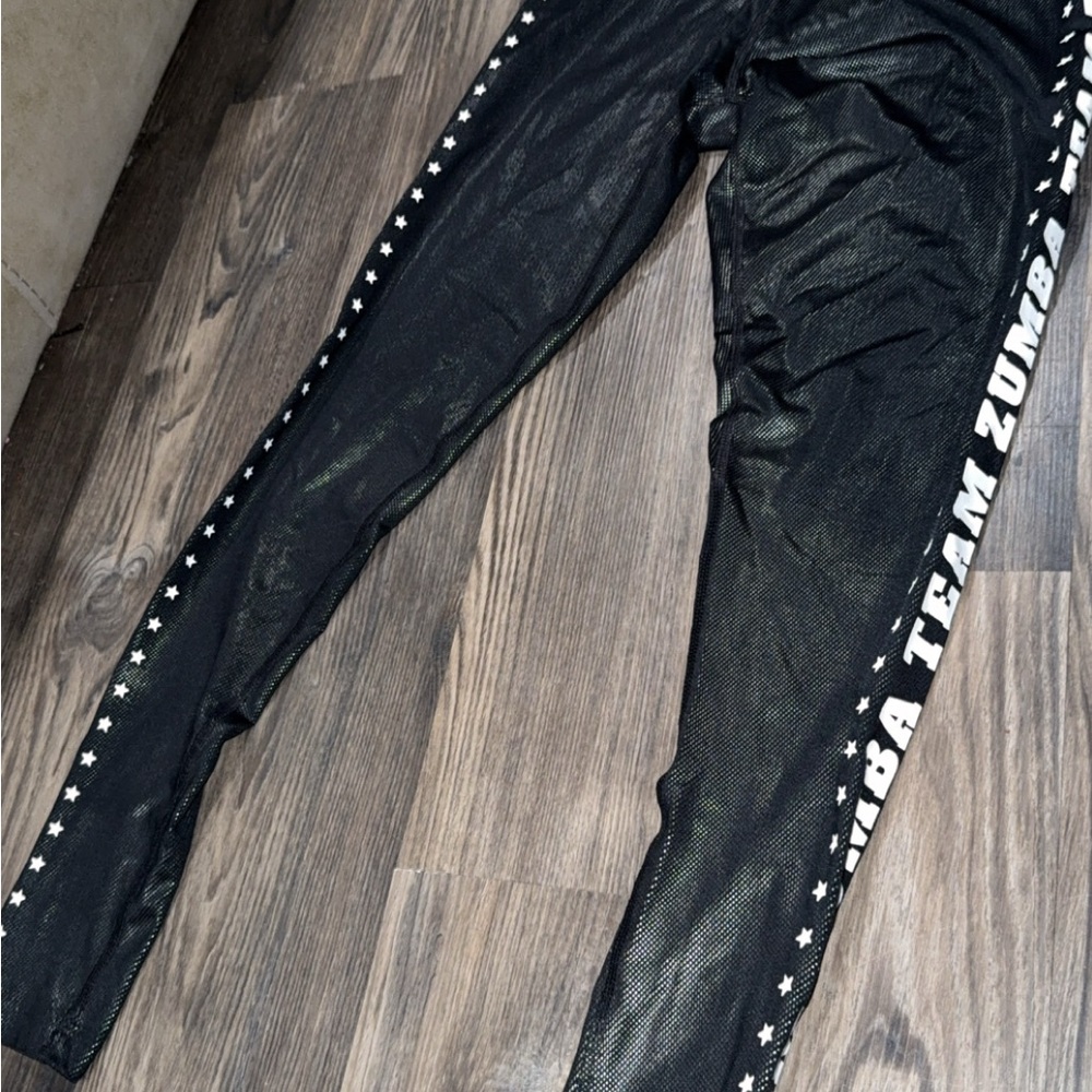 Zumba Fitness Black Jeggings with White Star Accents